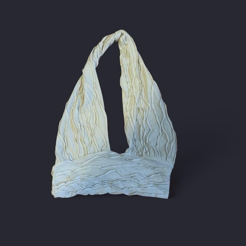 Cider Cream Halter Bralette with Textured Ruching